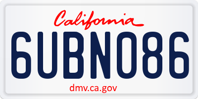 CA license plate 6UBN086