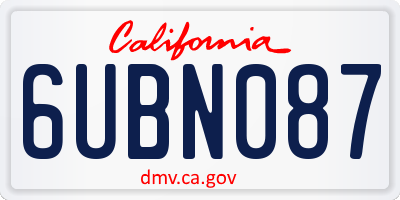 CA license plate 6UBN087