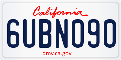 CA license plate 6UBN090