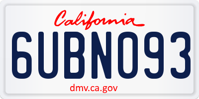 CA license plate 6UBN093