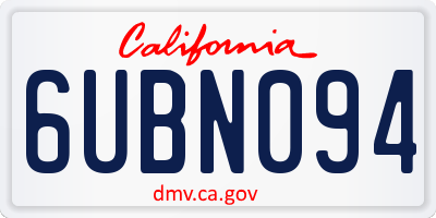CA license plate 6UBN094