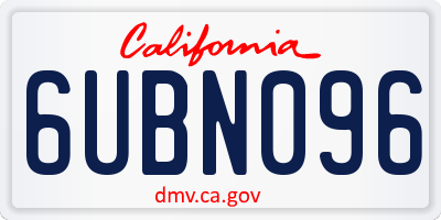 CA license plate 6UBN096