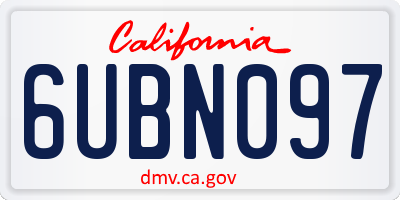 CA license plate 6UBN097