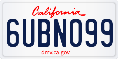 CA license plate 6UBN099