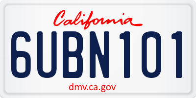 CA license plate 6UBN101