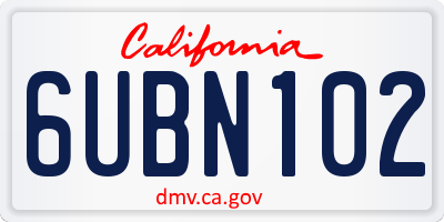 CA license plate 6UBN102
