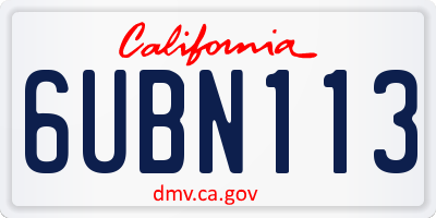 CA license plate 6UBN113