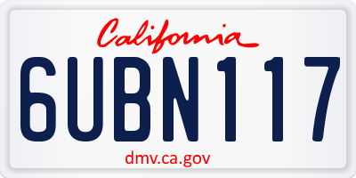 CA license plate 6UBN117