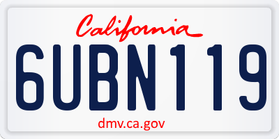 CA license plate 6UBN119