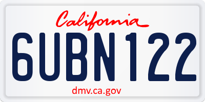 CA license plate 6UBN122