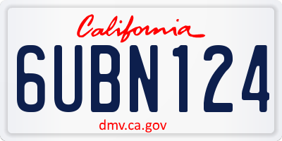 CA license plate 6UBN124