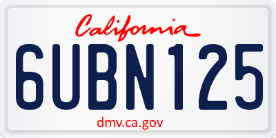 CA license plate 6UBN125