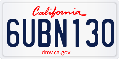 CA license plate 6UBN130