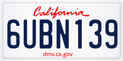 CA license plate 6UBN139