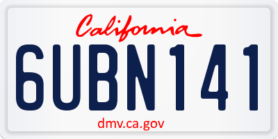 CA license plate 6UBN141