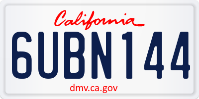CA license plate 6UBN144