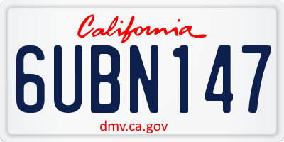 CA license plate 6UBN147