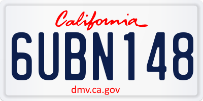 CA license plate 6UBN148