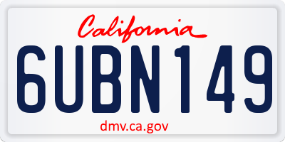 CA license plate 6UBN149