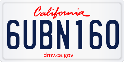 CA license plate 6UBN160