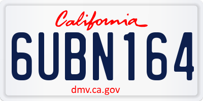 CA license plate 6UBN164