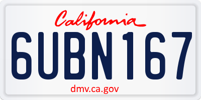 CA license plate 6UBN167