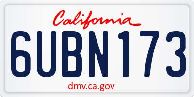 CA license plate 6UBN173