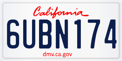 CA license plate 6UBN174