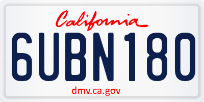 CA license plate 6UBN180