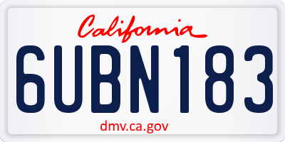 CA license plate 6UBN183