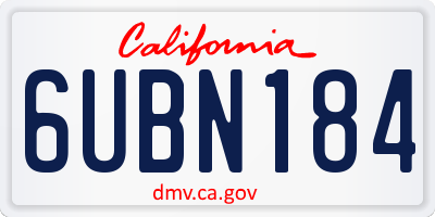 CA license plate 6UBN184
