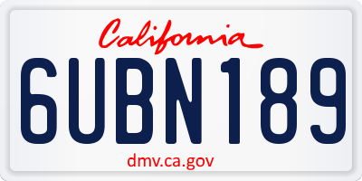 CA license plate 6UBN189