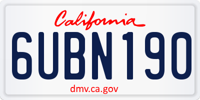 CA license plate 6UBN190