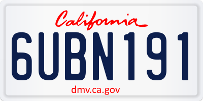 CA license plate 6UBN191