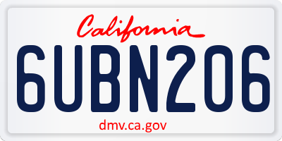 CA license plate 6UBN206