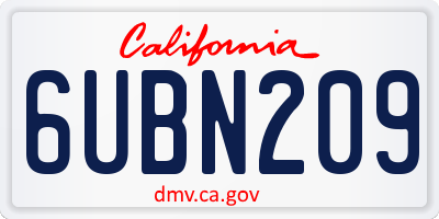 CA license plate 6UBN209