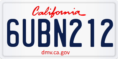 CA license plate 6UBN212