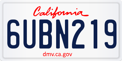 CA license plate 6UBN219