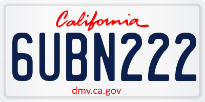 CA license plate 6UBN222