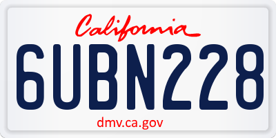 CA license plate 6UBN228