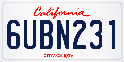 CA license plate 6UBN231