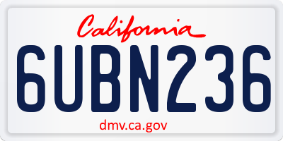 CA license plate 6UBN236
