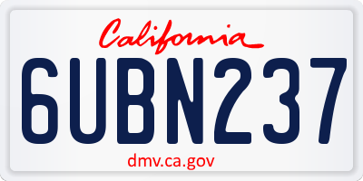 CA license plate 6UBN237