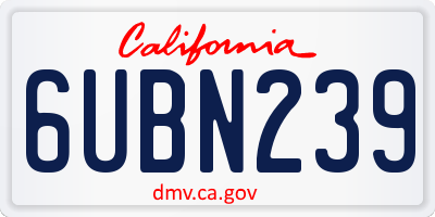 CA license plate 6UBN239