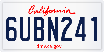 CA license plate 6UBN241