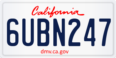 CA license plate 6UBN247