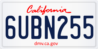 CA license plate 6UBN255