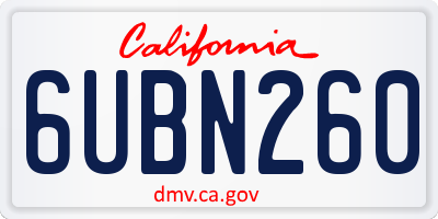 CA license plate 6UBN260