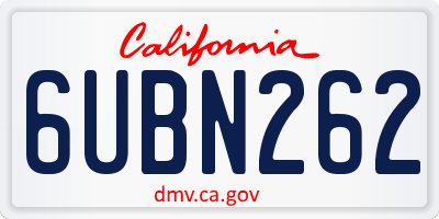 CA license plate 6UBN262
