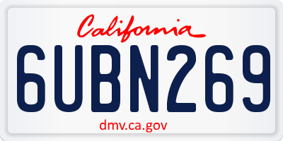CA license plate 6UBN269